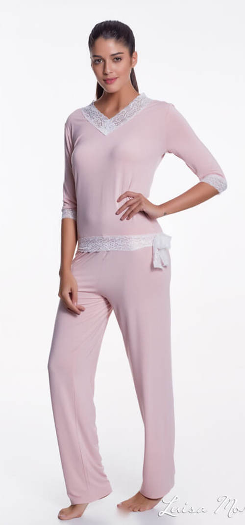 Rózsaszín csipke luxus pizsama