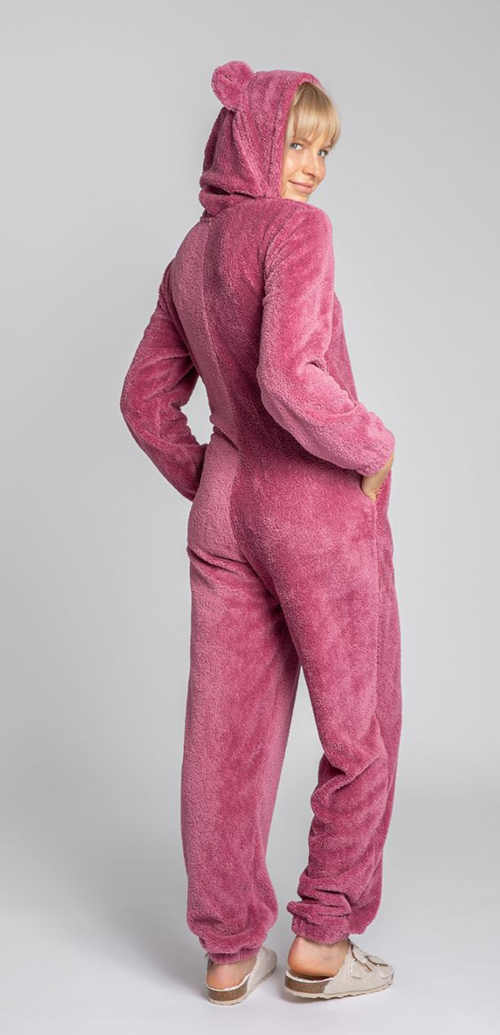 Rózsaszín női kapucnis overall