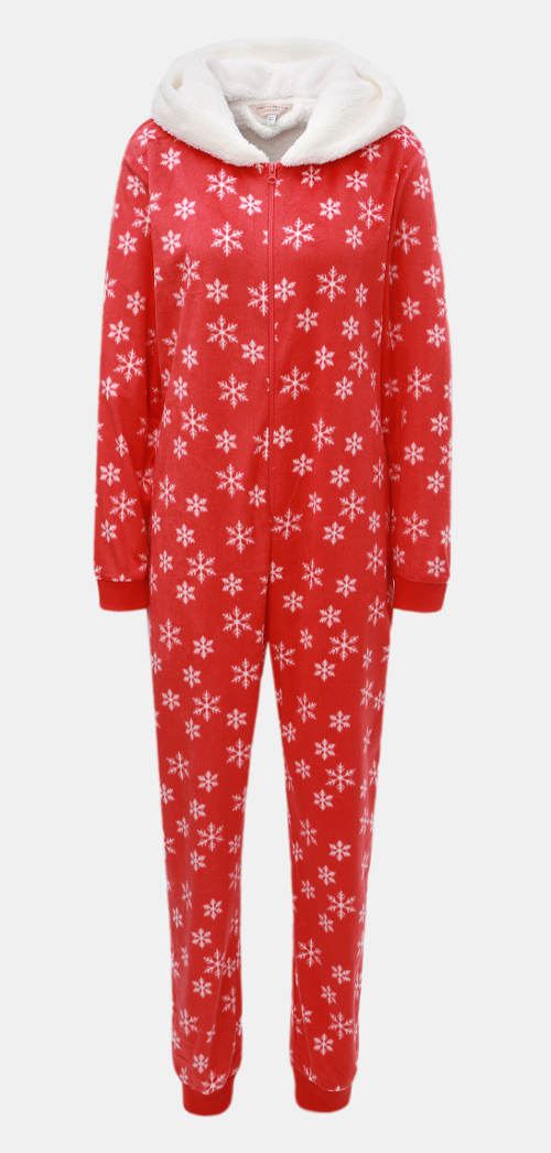 Karácsonyi pizsama overál hópehely motívummal