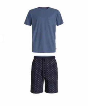 Férfi pamut rövid pizsama modern mintával