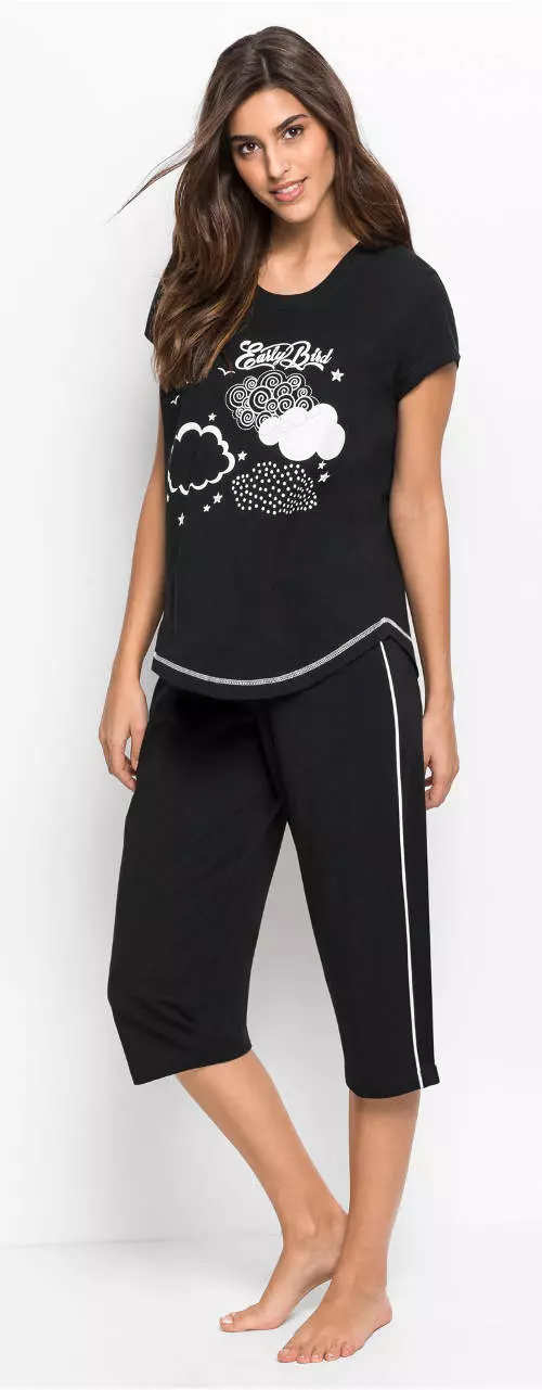 Fekete női capri pizsama