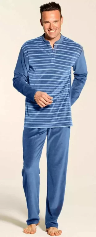 Velúr férfi csíkos pizsama