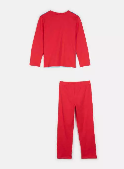 Gyermek piros pamut hosszú pizsama