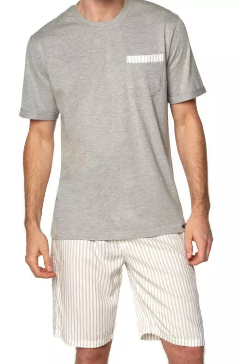 Póló és rövidnadrág - férfi pizsama szürke