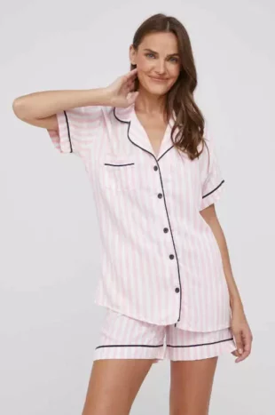 Luxus női rövid pizsama csíkos mintával