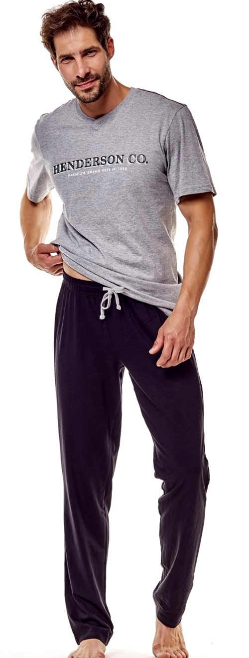 Stílusos férfi pizsama rövid ujjú és hosszú nadrággal